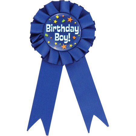 Creative Converting Birthday Boy Award Ribbon, 3"x6.5", 12PK 315376